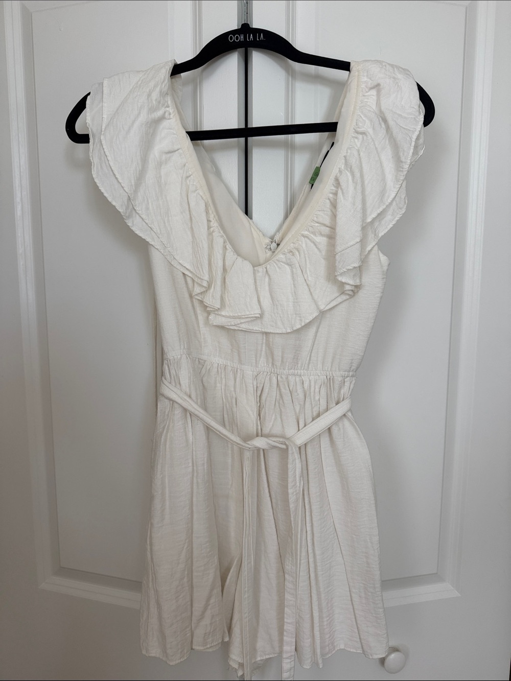 Women’s White Ruffle One-Piece Romper
